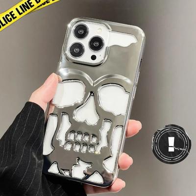 Coque de luxe avec crâne de squelette, étui de téléphone antichoc pour IPhone 11 12 13 14 15 Pro Max, couverture arrière avec caméra, protection complète creuse Funda