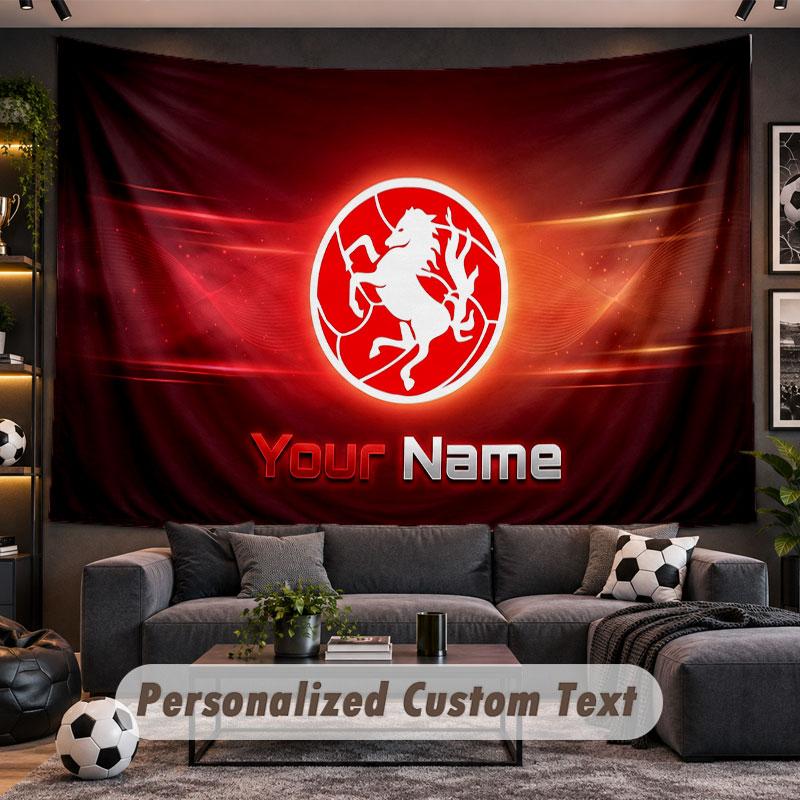 Wall Hanging Tapestry Custom NameFC Twente Pattern Personalized Printed Fabric Wall Decor