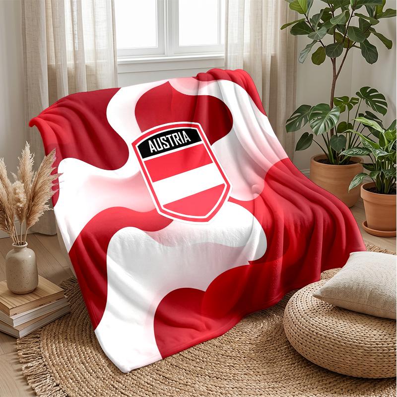 Austria Football Printed Flannel Blanket Skin Friendly Warm Decorative Throw for Indoor Couch Bed Daily Use