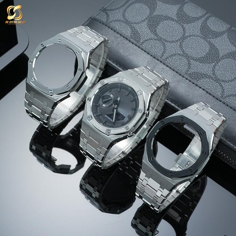 Kovová sada na úpravu GA2100 Pro Casio GA2100 2110 GA-B2100 Pouzdro a řemínek z nerezové oceli Náhradní modifikační příslušenství