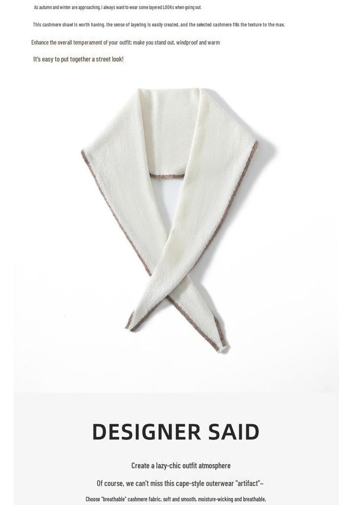 Women's Cashmere Shawl: Color-Block, Versatile Triangular Scarf and Neck Warmer, Stylish Casual Wear