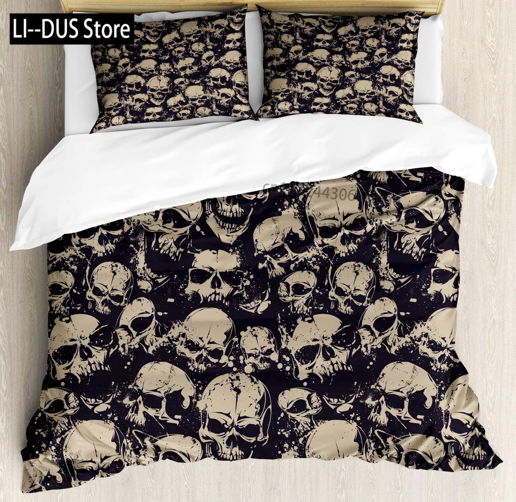 Sugar Skull Bedding Sets Queen King Full Size For Kids Colorful Flower Skeleton Bedding Decor Set With Pillowcases Room Decor