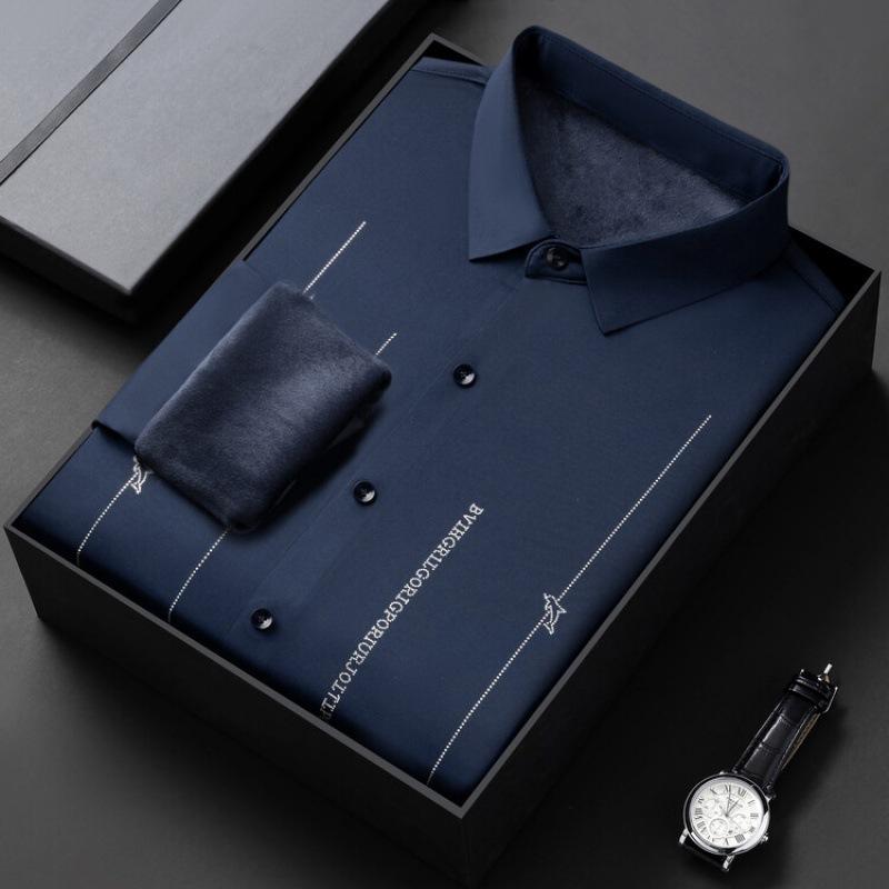 Рубашка с принтом Мужская универсальная бархатная утолщенная рубашка с длинными рукавами — фото 6