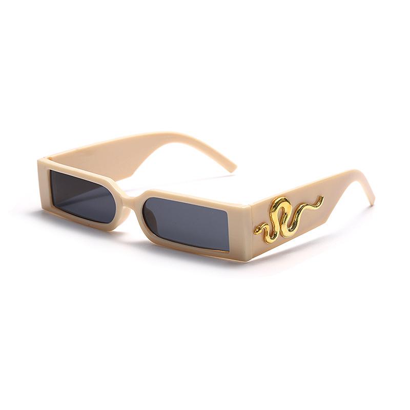 European and American new small frame hip-hop diamond-encrusted snake sunglasses men's and women's retro trend personalized square wide-leg sunglasses