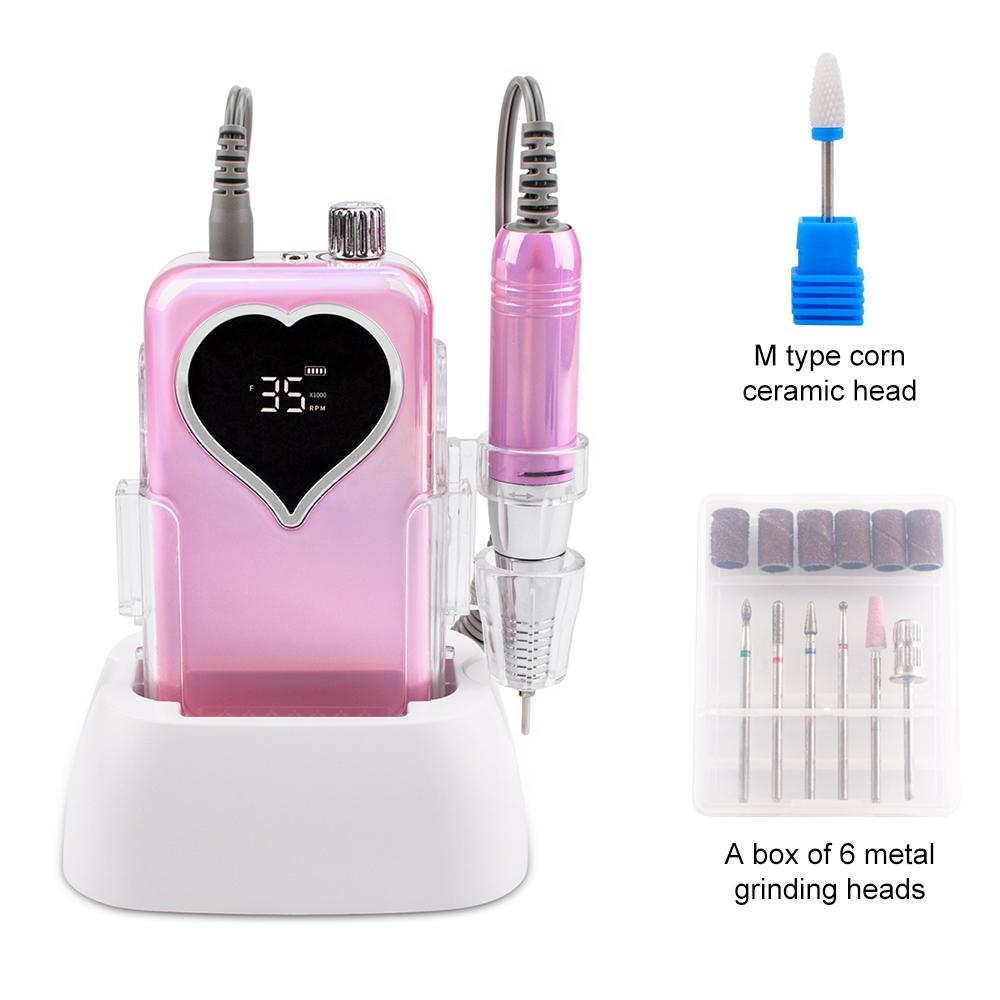 

BEPAN Wave 35000RPM Gradient Pink Handle Rechargeable Nail Drill Portable Cordless Desktop Manicure Nail Drill Machine Set US