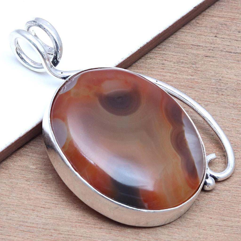 Red Agate Gemstone Handmade Women's Unisex Silver Jewelry Pendant 2