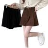 Autumn Preppy High-Waisted Corduroy A-Line Pleated Shorts - Slimming Casual Style for Women