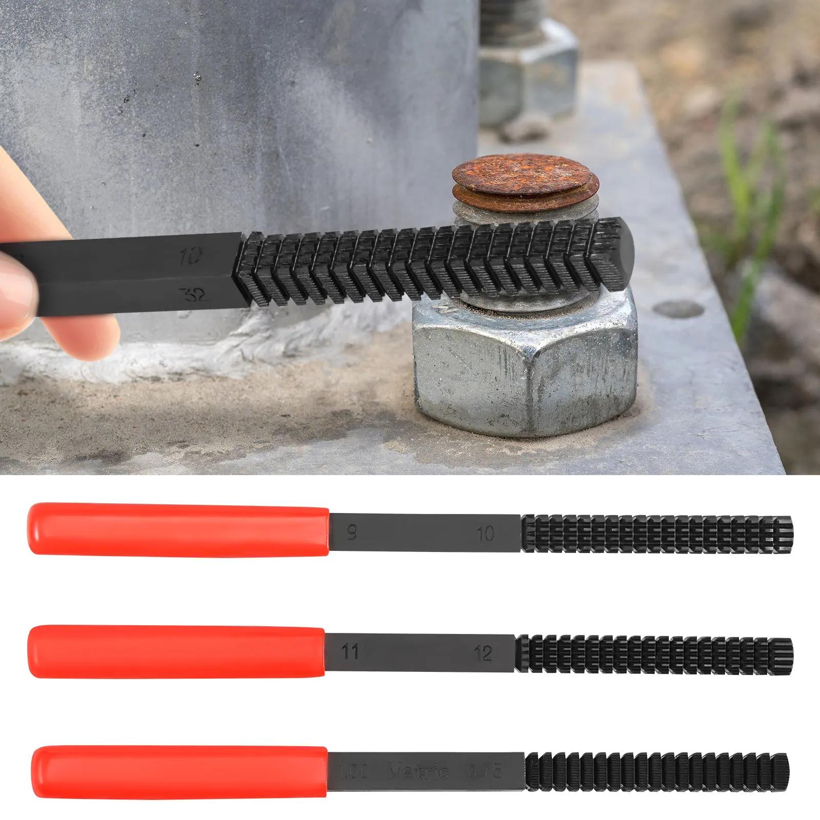 3Pcs Thread File High Hardness Thread Restorer File Multipurpose Metric Thread Repair File Heavy Duty Steel Thread Restorer File красный черный