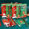 6Pcs/set Cartoon Christmas Kawaii Children Stationery Set Pencil Sharpener Erasers Pencils Rulers School Stationery Supplies