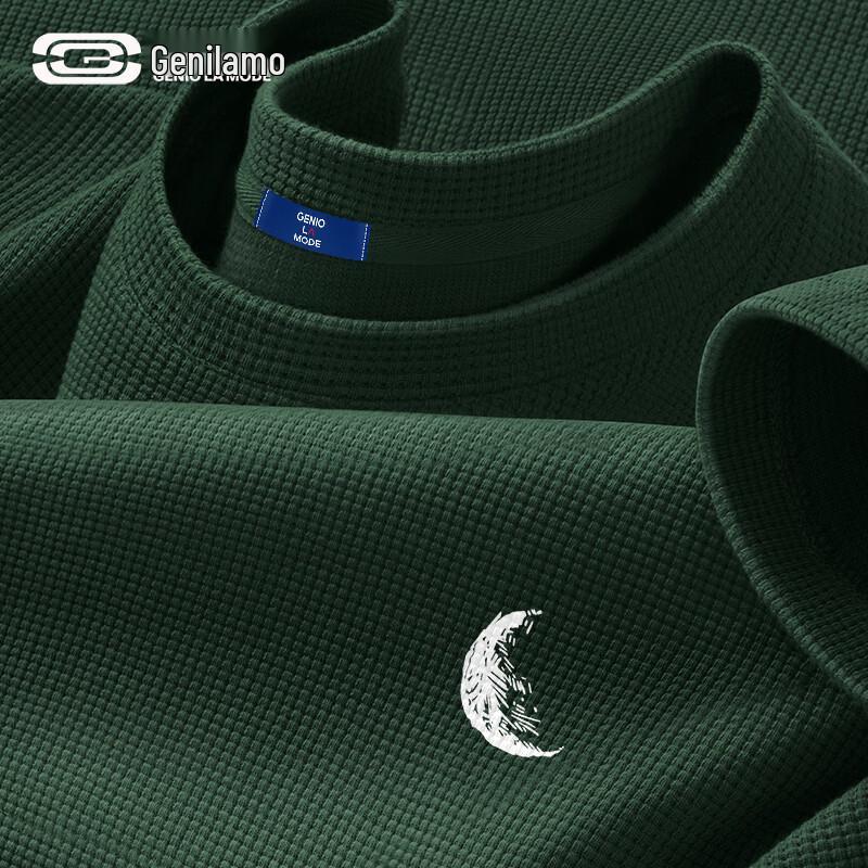 GENIOLAMODE Men s Waffle Knit Loose Fit Short Sleeve T-Shirt 3XL