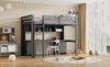 90*200Cm loft bed, children's beds, bed on top, table below, large storage space, high railing, stable stairs, grey