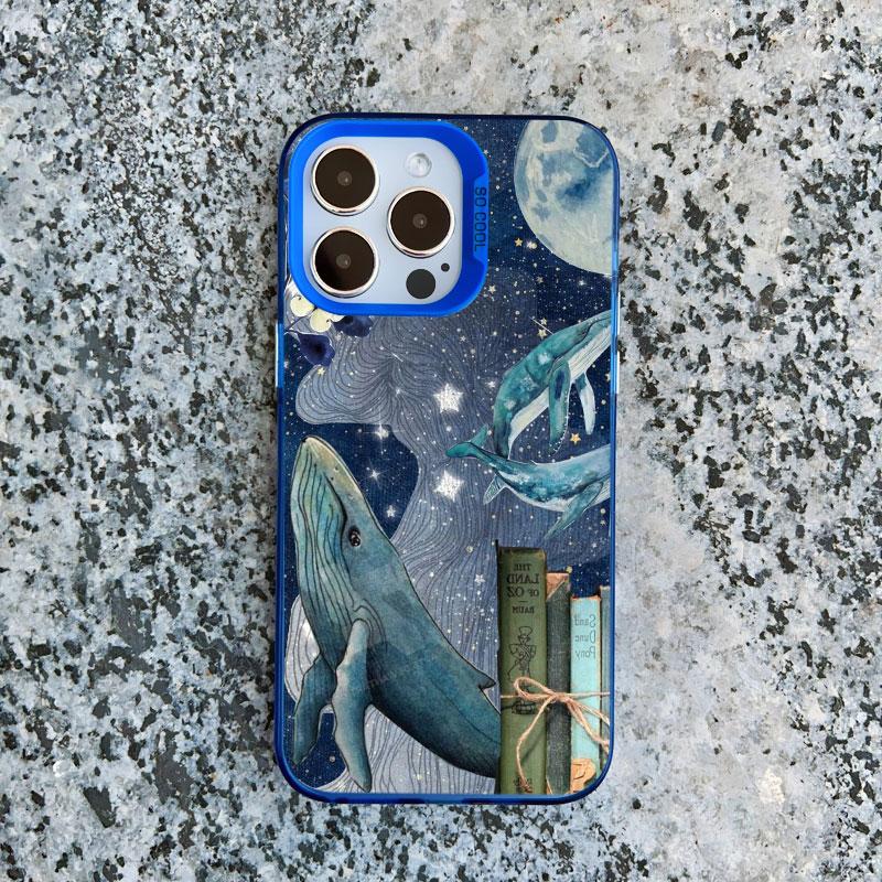 

Space Ocean Whale Shark Phone Case For IPhone 16 15 14 Pro Max 13 11 12 Pro Max Mini 16 15 14 Plus Shockproof Laser Cover Fundas iphone 13Mini