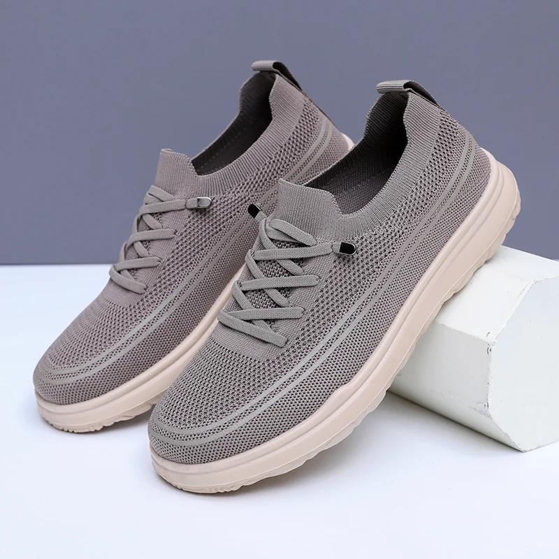 

Fashion 2025 Summer New Men s Casual Shoes Woven Mesh Men s Shoes Elastic Breathable Outdoor Travel Casual Shoes 38 хаки