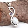 Silver Necklace Moonstone  Gifted Rainbow Jewelry Pendant Gemstone 18"