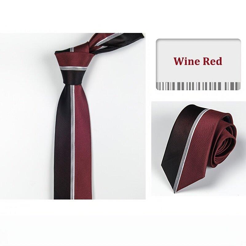 6cm Slim Ties Fashion Business Black Striped Mens Necktie Formal Male Tie