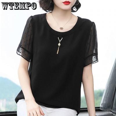 Camisas de Gasa para Mujer Ropa de Verano Camisas Holgadas de Talla Grande de Manga Corta Tops