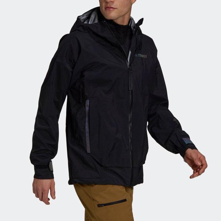 Adidas Solid Color Logo Stripe Casual Hooded Jacket Men Outerwear Black GM4817