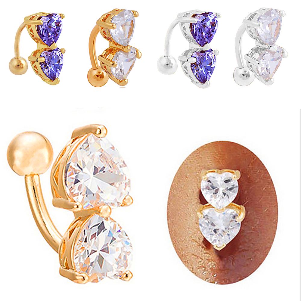 

Двойные сердца кристалл Rhinestone пирсинг пупка кольцо пупка ювелирных изделий