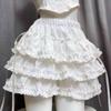 Sweet White Puffy Lace Ballet Skirt - Petite, High Waist, Elastic Waistband