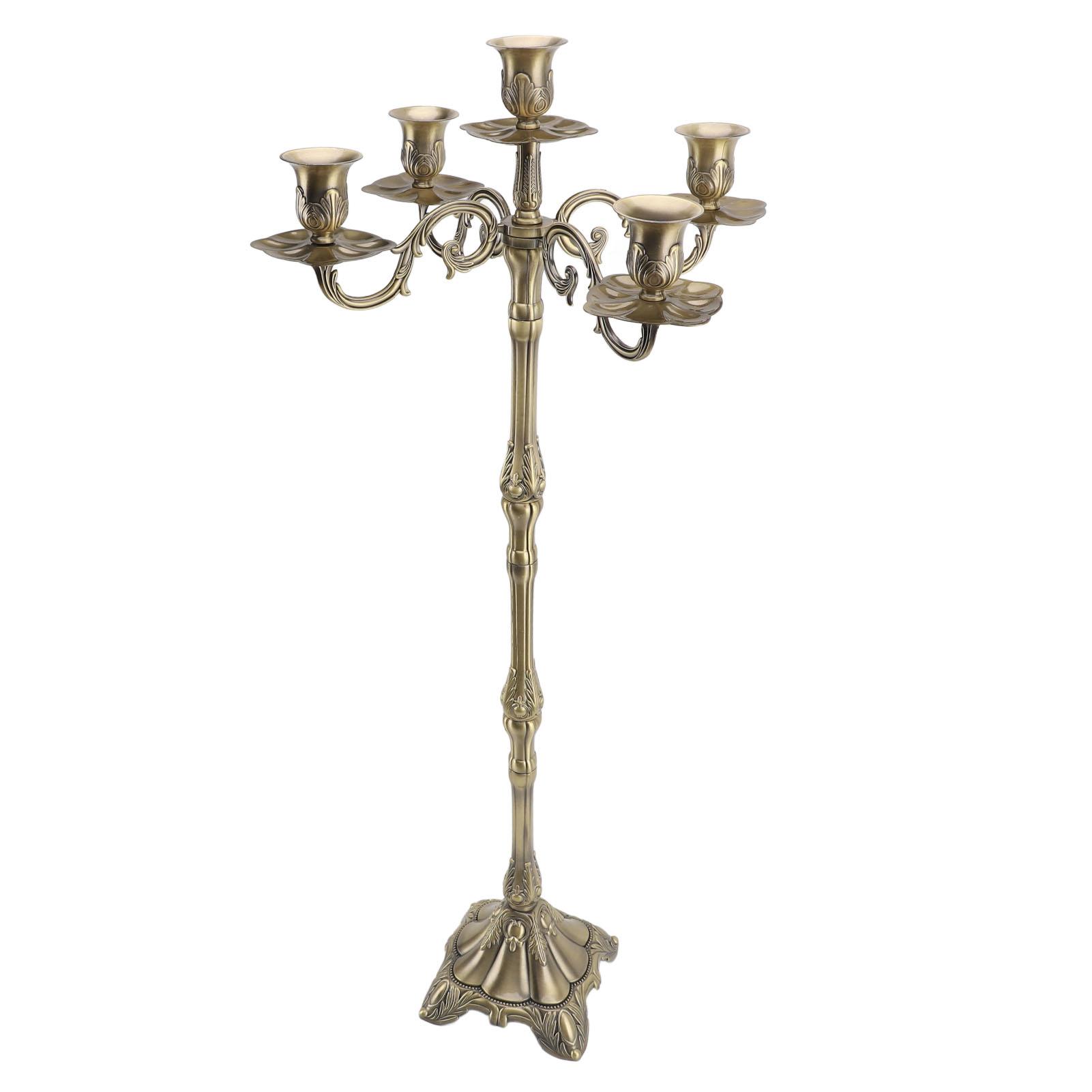 

Винтажный подсвечник, изысканный светлый роскошный глянцевый бронзовый подсвечник с 5 головками для свечей
