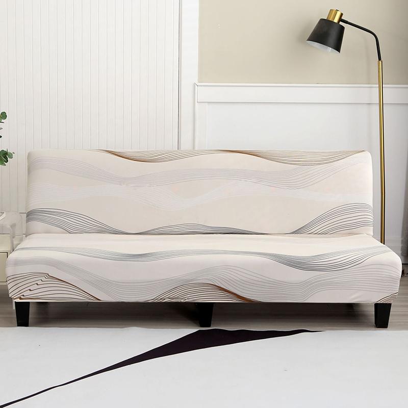 Floral Printed Armless Futon Slipcover Stretch Sofa Bed Slipcover Furniture Protector Without Armrests with Elastic Bottom 1pc