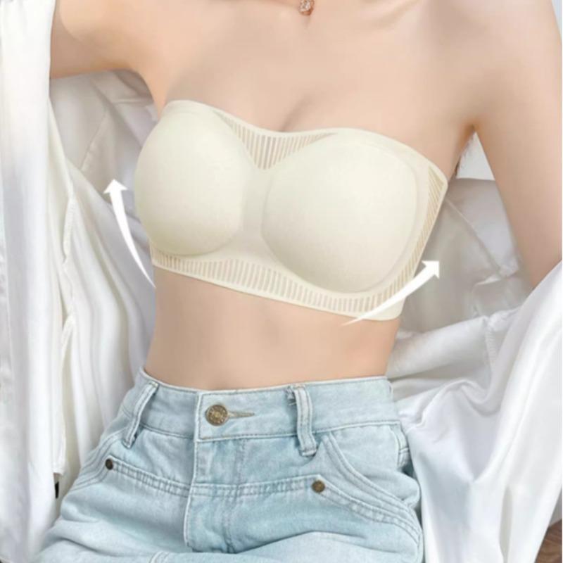 Women's Strapless Anti-Slip Support Lightweight Bra Summer Cool Breathable Comfortable Invisible Seamless Soft Wire Free Bra