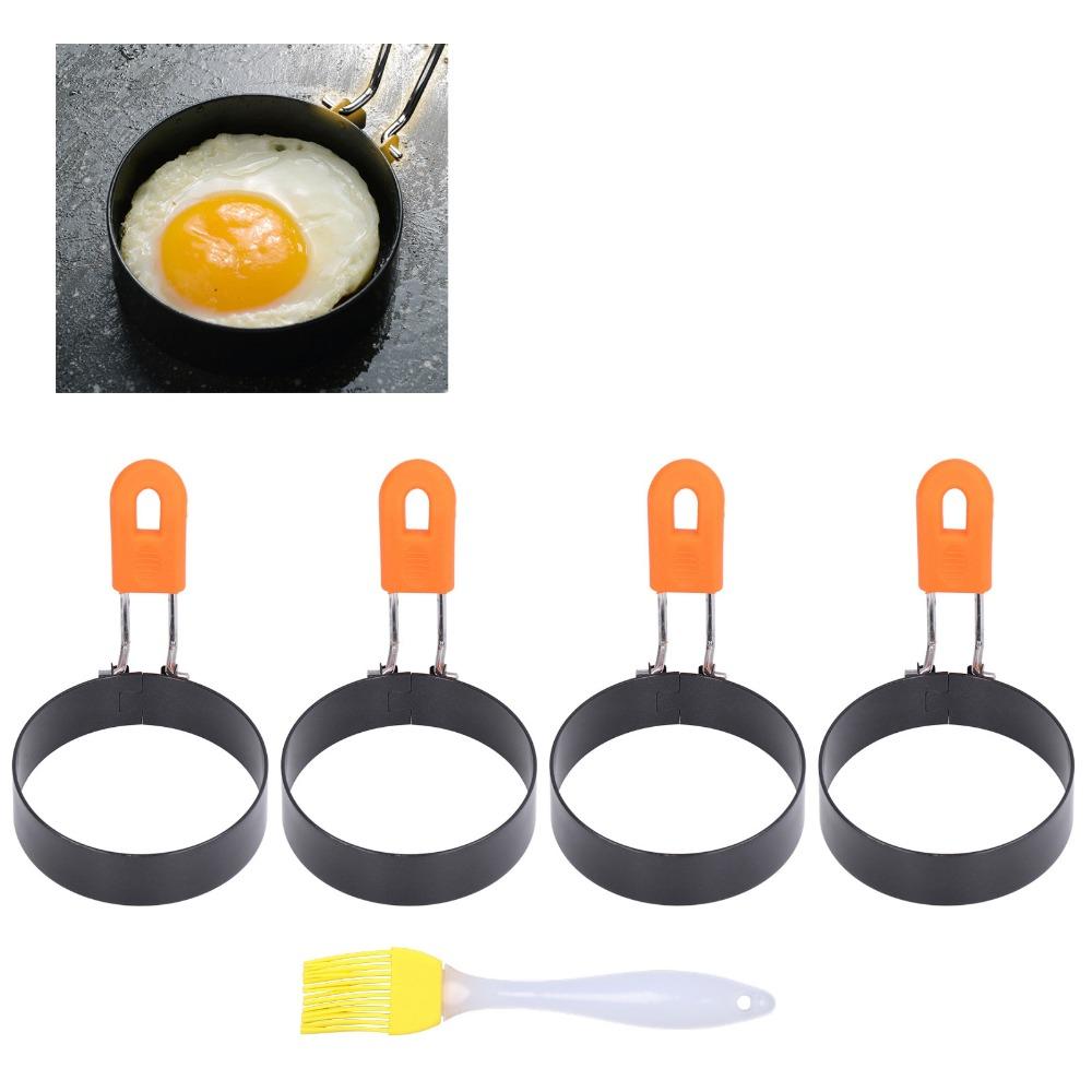 4 PCS Black Orange Egg Ring Non-Stick Egg Patty Maker Convenient Egg Cooker  Indoor Cooking