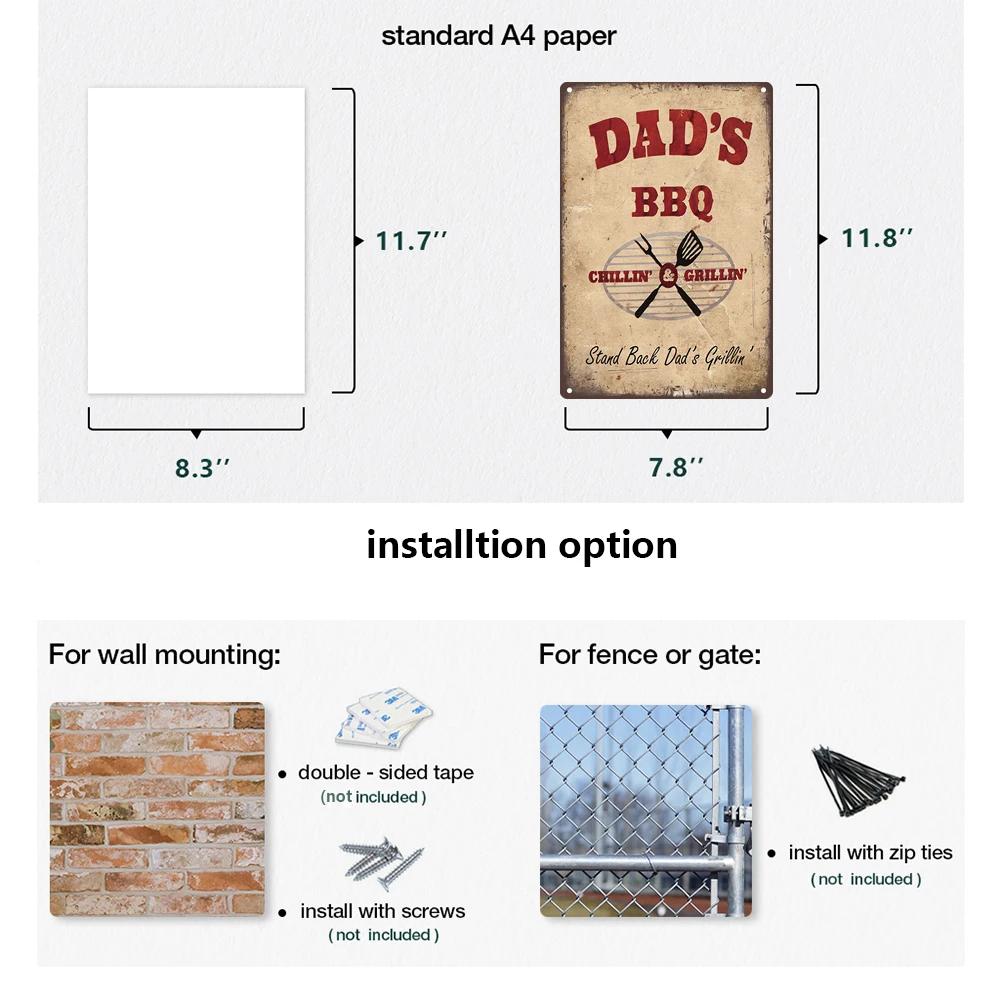 BBQ Vintage Tin Sign Plaque Barbecue Metal Plate Sign Wall Art Decoration Kitchen Man Cave Terrace Beach House Club Wall Decor