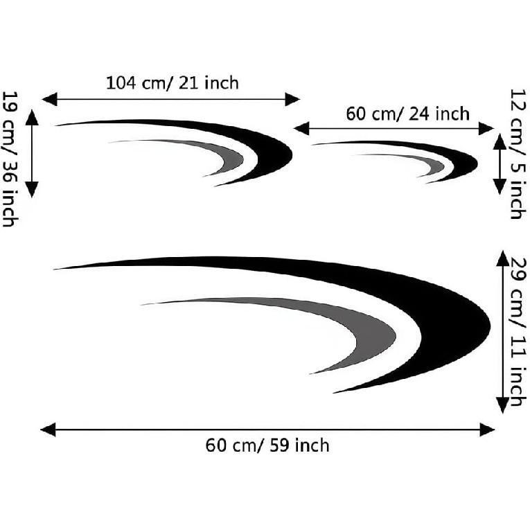 Large Vinyl Decals,Car Body Stickers,Vinyl Stripe Graphics Decals Stickers for Camper,RV,Trailer,Motorhome,Black+Gray,(DB04850ANPCS)