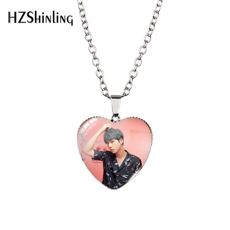 

Stylish Bts Jewelry Heart Shaped Necklace Fashionable Alloy Long Chain Accessory XXXL34