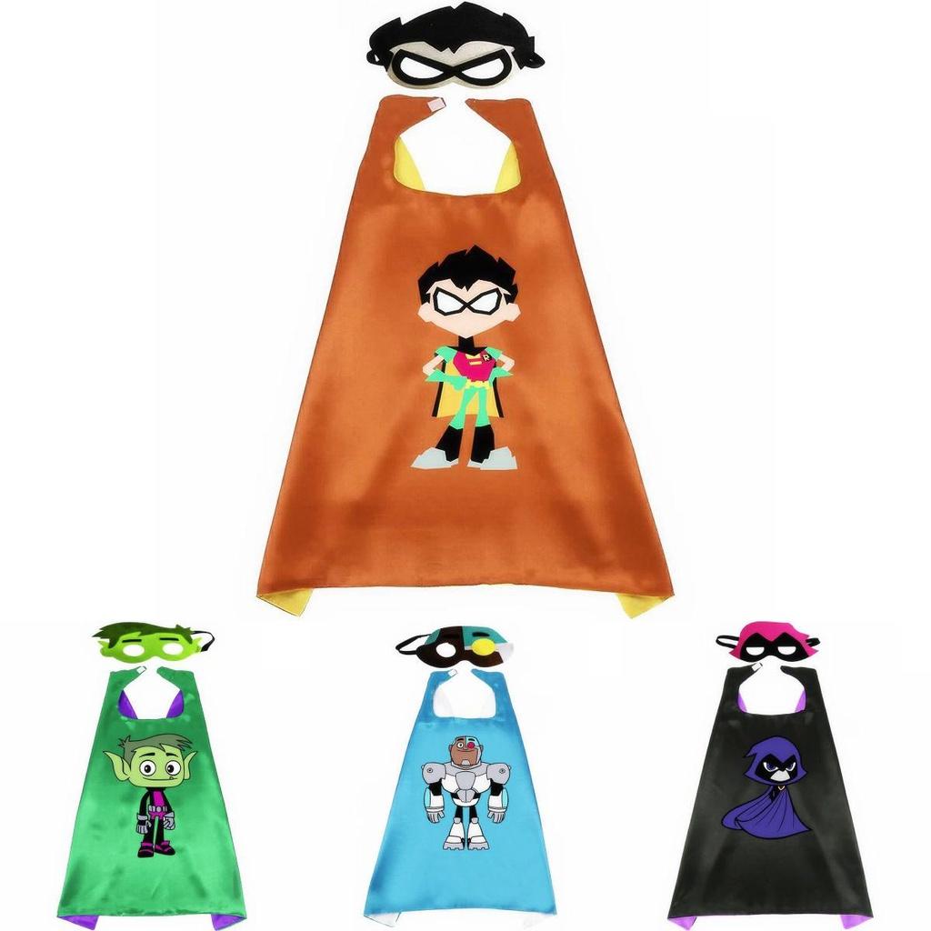 Vibrant Teen Titan Anime Superhero Costume Set With Cloak And Mask For Kids