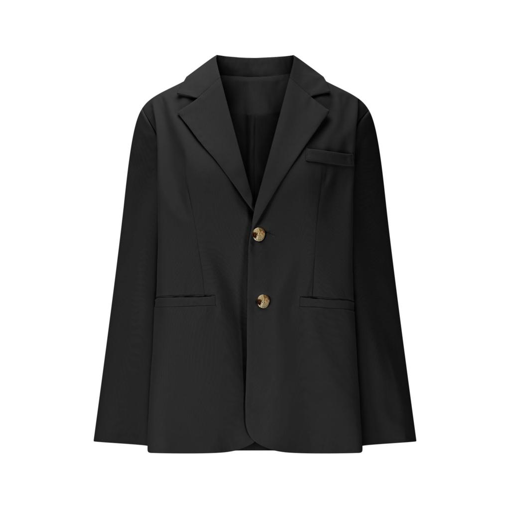 Ladies' Casual And Fashionable V-neck Button Up Long Sleeved Solid Color Jacket