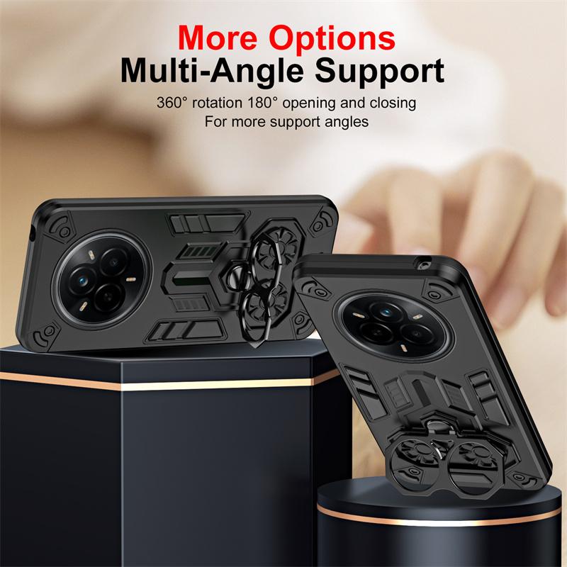 Military Armor Case For Realme 14 Pro 5G Protective Cover 360° Ring Magnetic Holder Shell Coque Fundas 2 IN 1 Back Cover