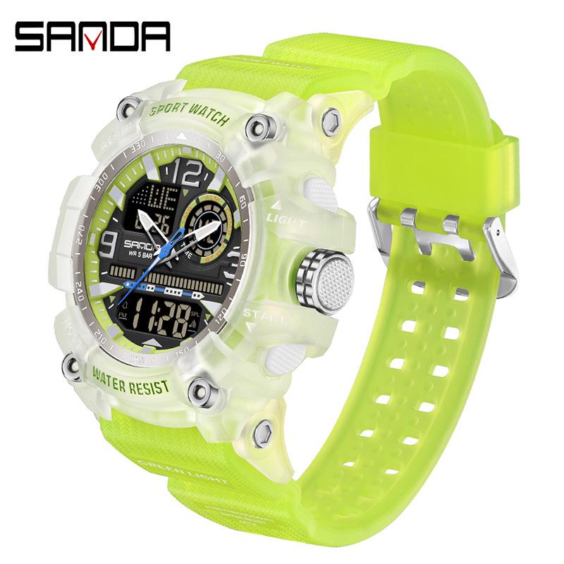 SANDA Jugend Trend Schwarz Tech Multifunktionale Wasserdichte Stoßfeste Herren Elektronische Uhr
