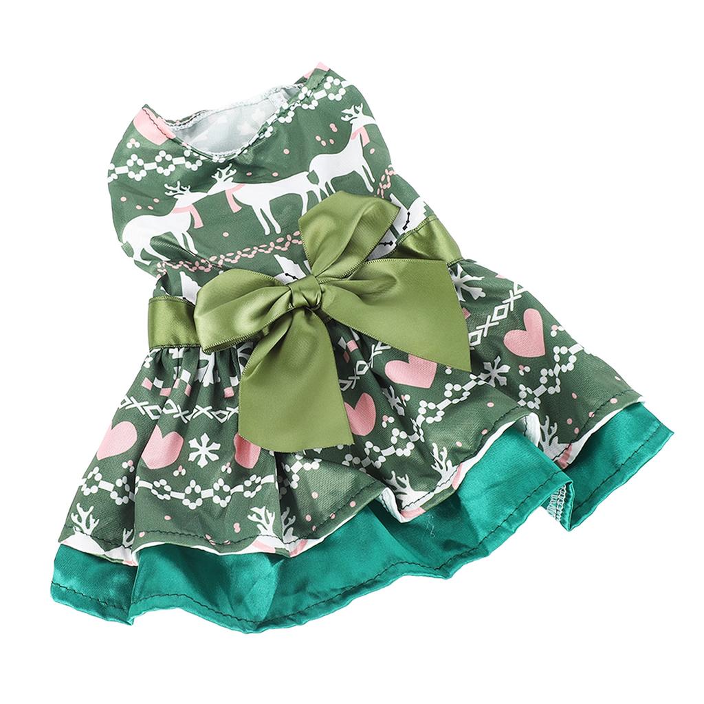 Dog Dress Fashion Cute Christmas Theme Heart Deer Pattern Puppy Summer Dress for Christmas Party