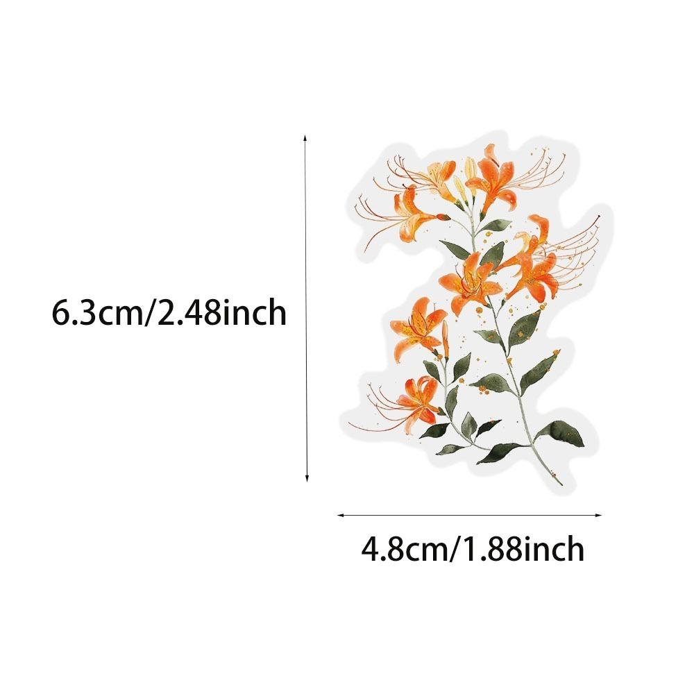 50PCS Waterproof Ink Flower Sticker Pack PET Flower Booklet Flower Material Decorative Transparent Non Repetitive