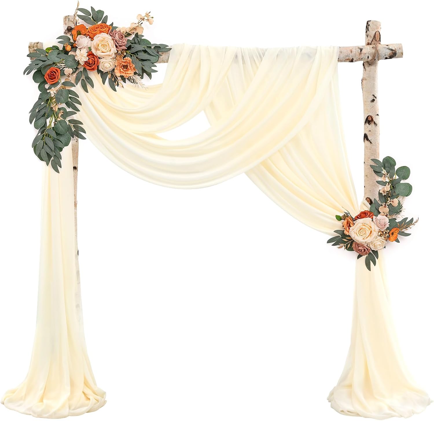

Wedding Arch Draping Fabric, 1 Panel 6/10M Champagne Sheer Backdrop Curtain Wedding Arch Decorations for Wedding Party Ceiling 75x600cm слонова кістка