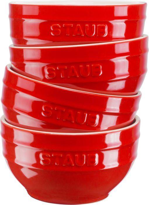 Ramequin - ravier - coquille Staub - 40511-541 - Ceramique Lot de 4 bols en ceramique Rouge cerise 12 cm 0,4 l