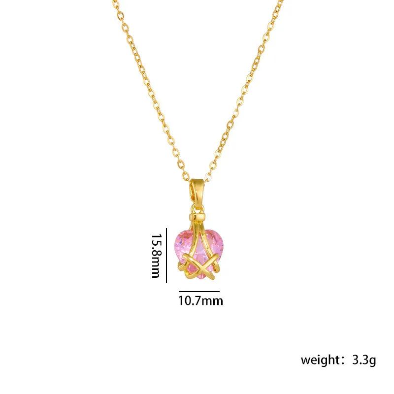 Birthday Stone Heart Necklace Niche Design for Women Light Luxury Necklace Design High-end Pendant Accessory Collarbone Chain