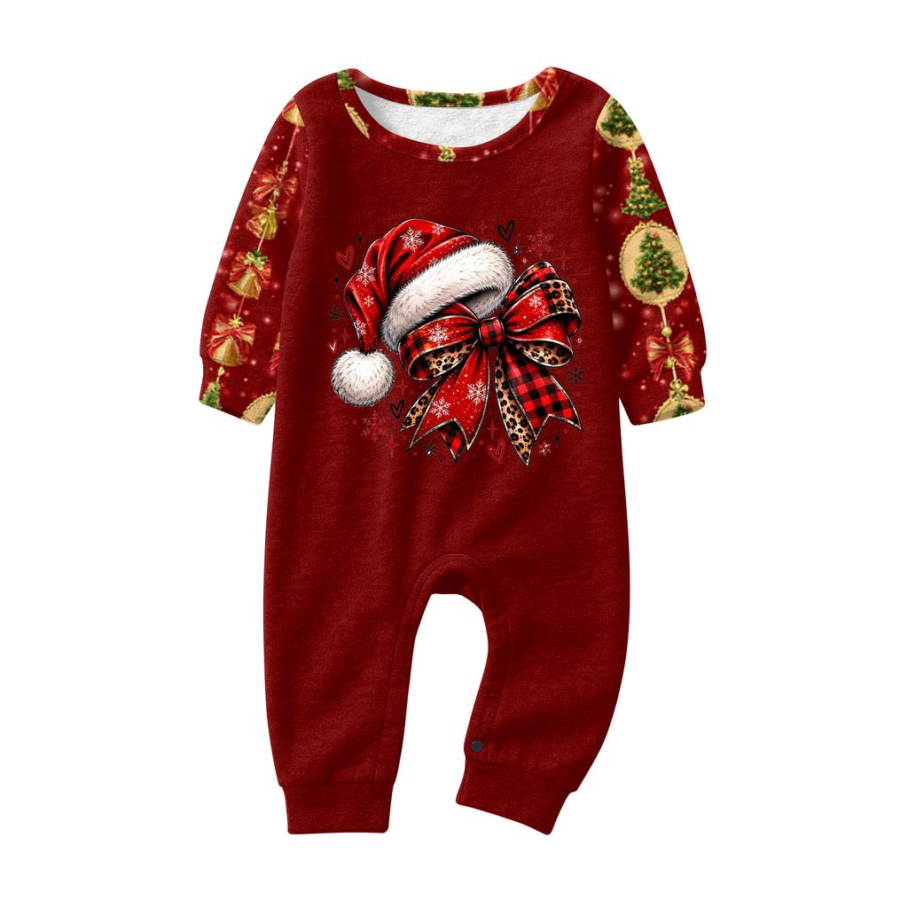 Family Matching Christmas Print Pajama Set, Long Sleeve and Long Pants Loungewear for Holiday