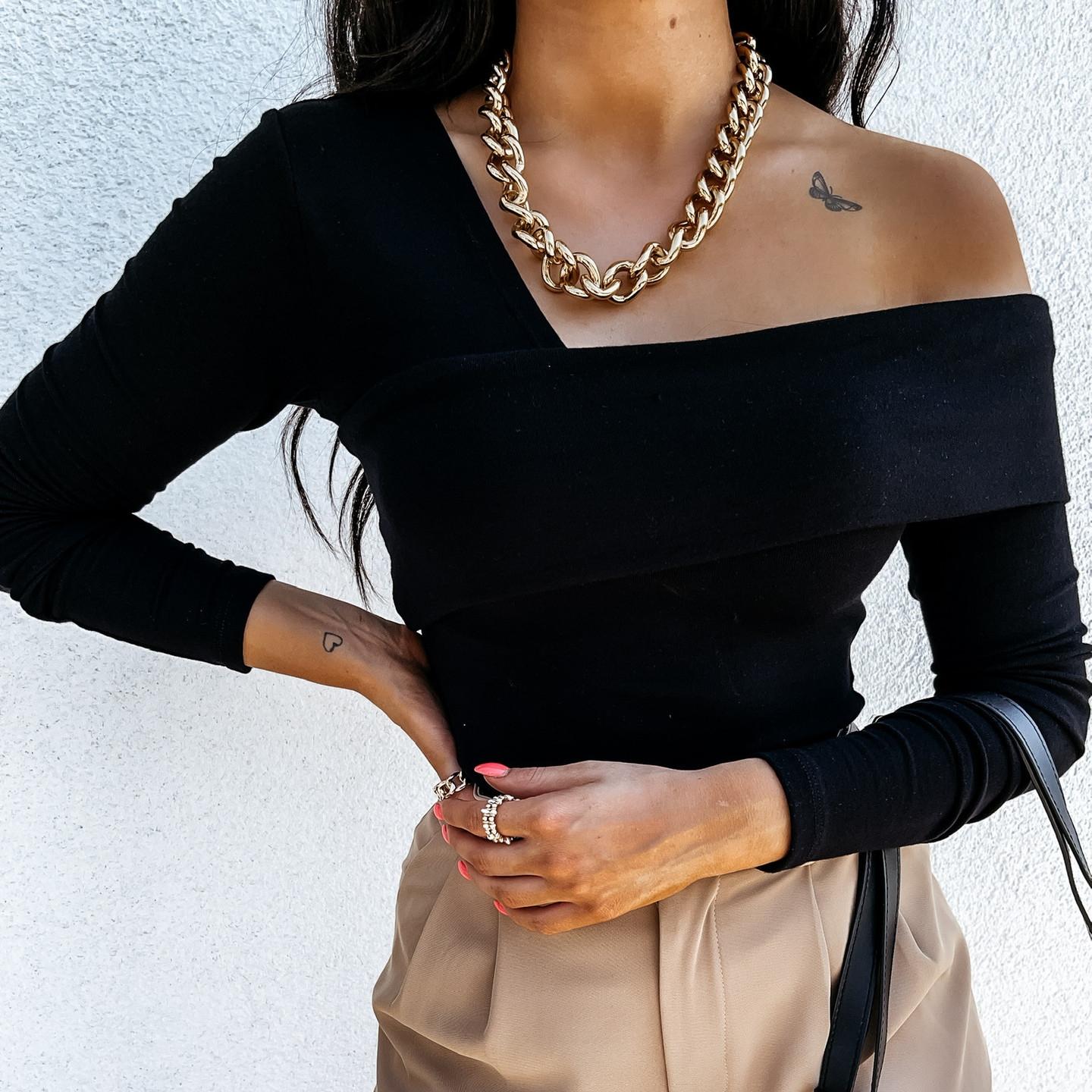 

IHUASU Модная сексуальная футболка с длинным рукавом и открытыми плечами для женщин, осень-зима XL