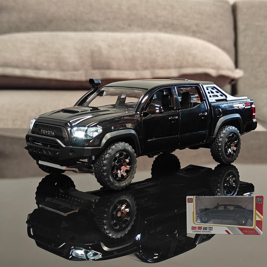 1:32 Scale Toyota Tacoma TRO Off Road Pickup Truck Alloy Diecast Travel Version Model Sound & Light Mini GT Ornament Collection