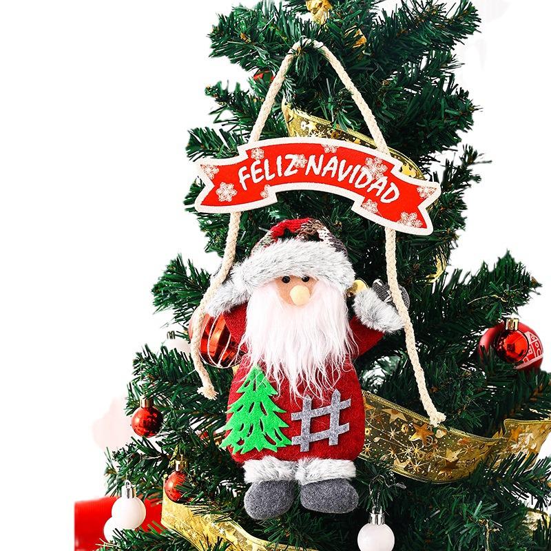Christmas KT Fabric Santa Claus Hand-Raised Doll Pendant - Tree Ornament & Holiday Scene Decoration
