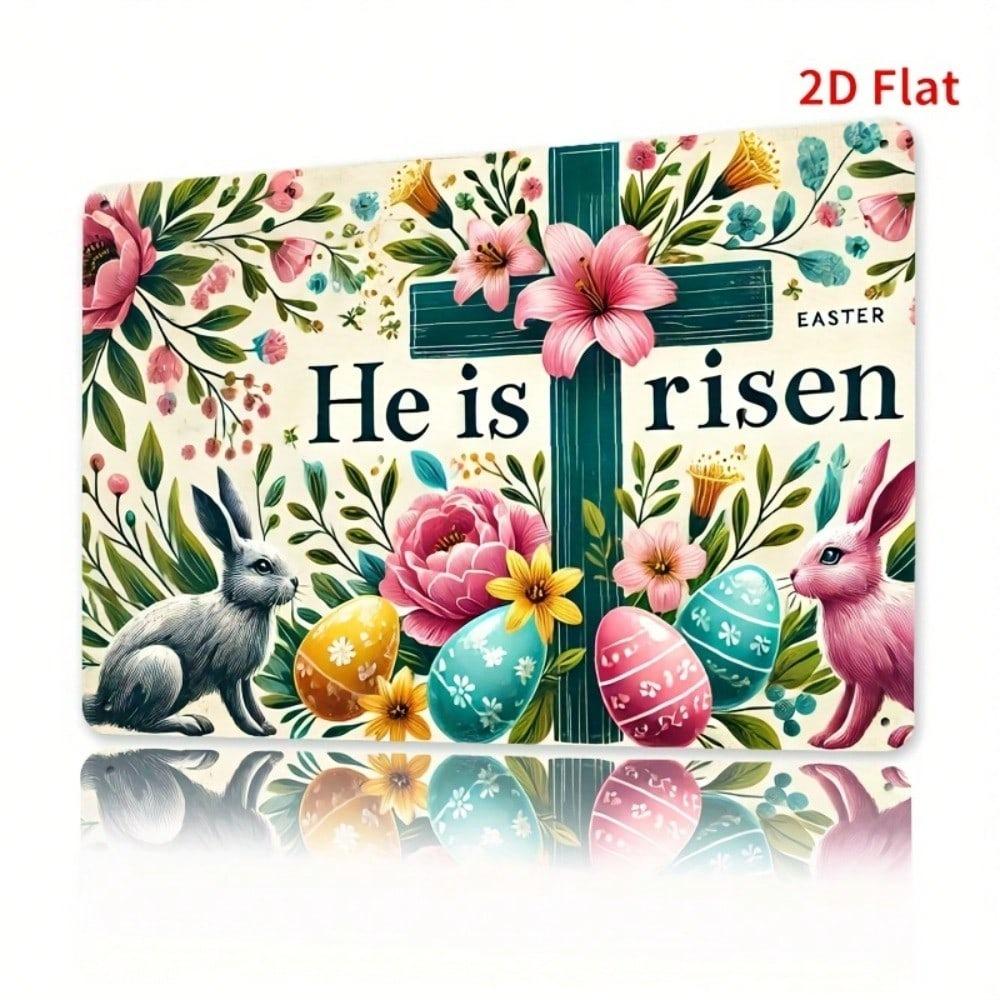 Metal Cross Wall Art Floral Bunny Easter Egg Christian Home Decor Flat Ornament