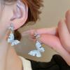Silver needles small fresh gradual change artificial crystal butterfly stud earrings ear buckle explosion atmosphere flower earrings earrings women
