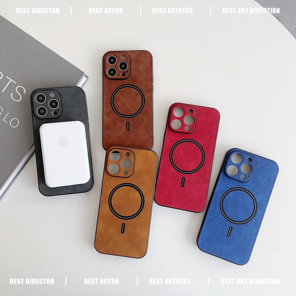 Retro Matte Leather Case for Apple iPhone 15 14 13 Pro Max Plus 14Pro 15 Pro For Magsafe Magnetic Wireless Charging Back Cover