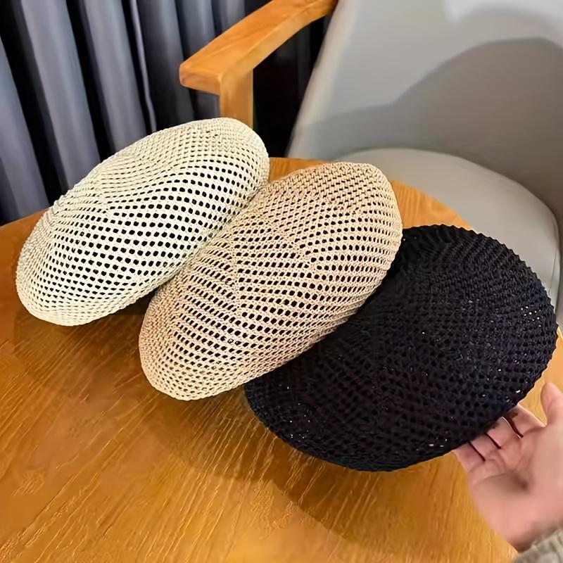Cappello Zucca Traforato Traspirante Primavera Estate, Berretto a Cupola Retrò, Cappello da Pittore Leggero alla Moda, Copricapo Casual Quotidiano per Donne