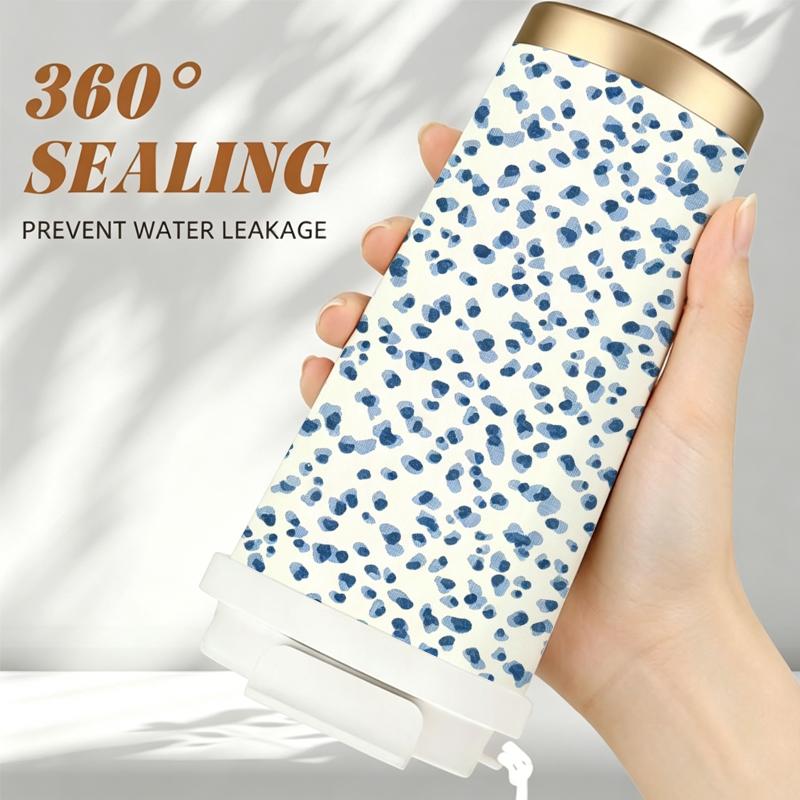 Coffee Mug 532ml Tiny Floral Element Lanyard Insulated Cup Leakproof Coffee Cup Heat Proof Travel Cup Stainless Insulated Cup Large Capacity Cup