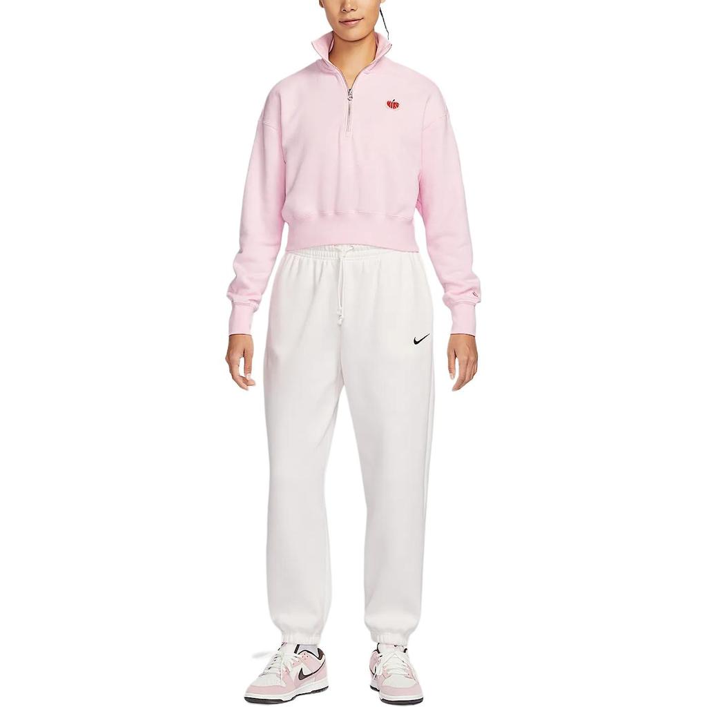 Nike Sportswear Phoenix Fleece Comfortable Sports Short Half-Zip Long Sleeve Sweatshirt Women sweatshirt Foam-Pink HV8731663