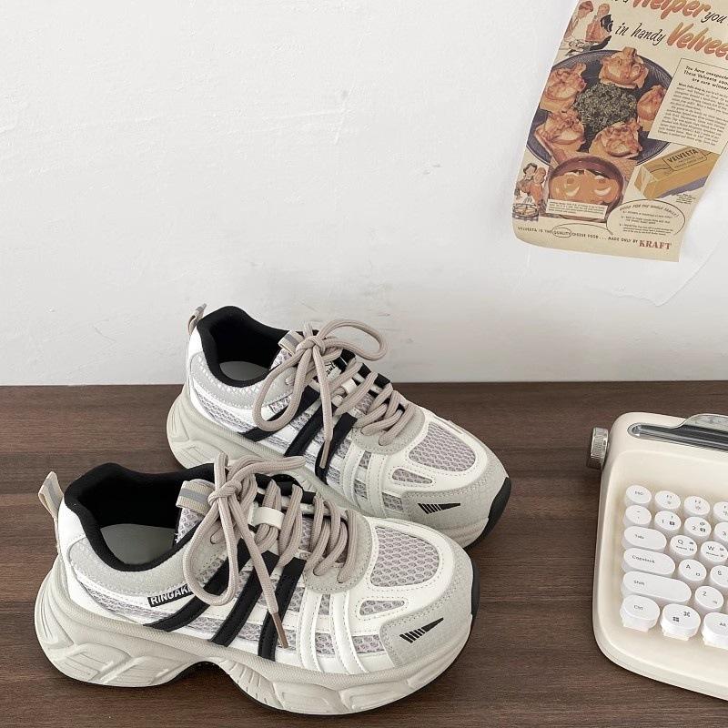 Dad shoes spring new thick-soled heightened mesh breathable casual sneakers